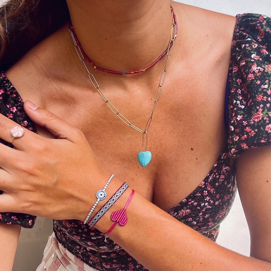 Kendall Gemstone Heart Chain Necklace