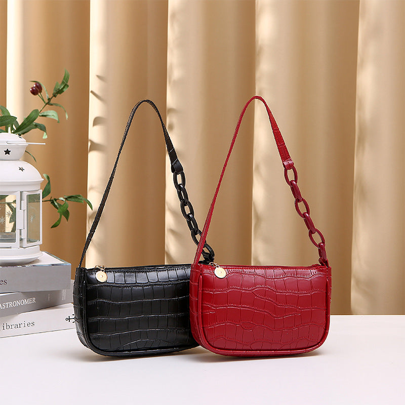 Crocodile Design Women's Shoulder Handbag and Bag