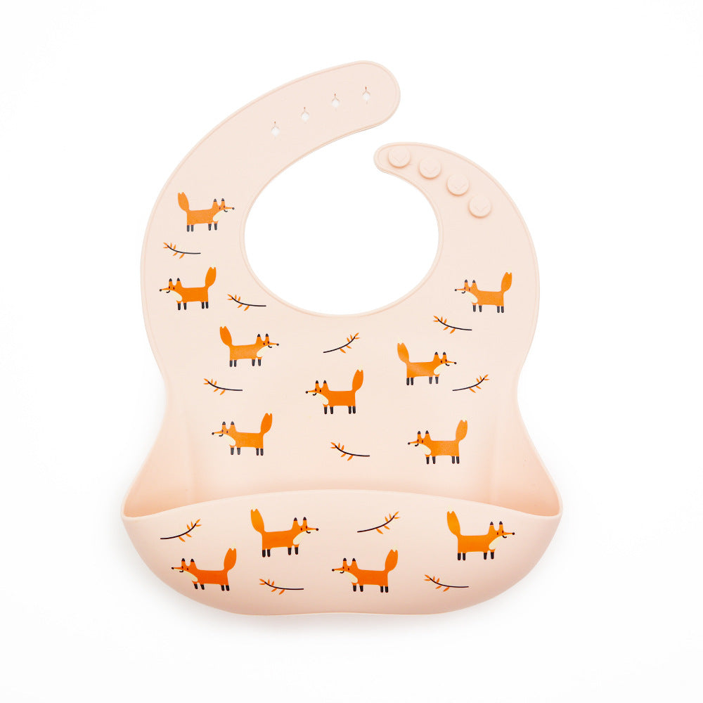 Baby Waterproof Silicone Bib with Rice Pocket