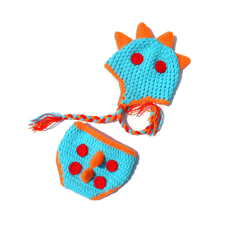Dinosaur Photography Hat Set for Babies (Knitted)