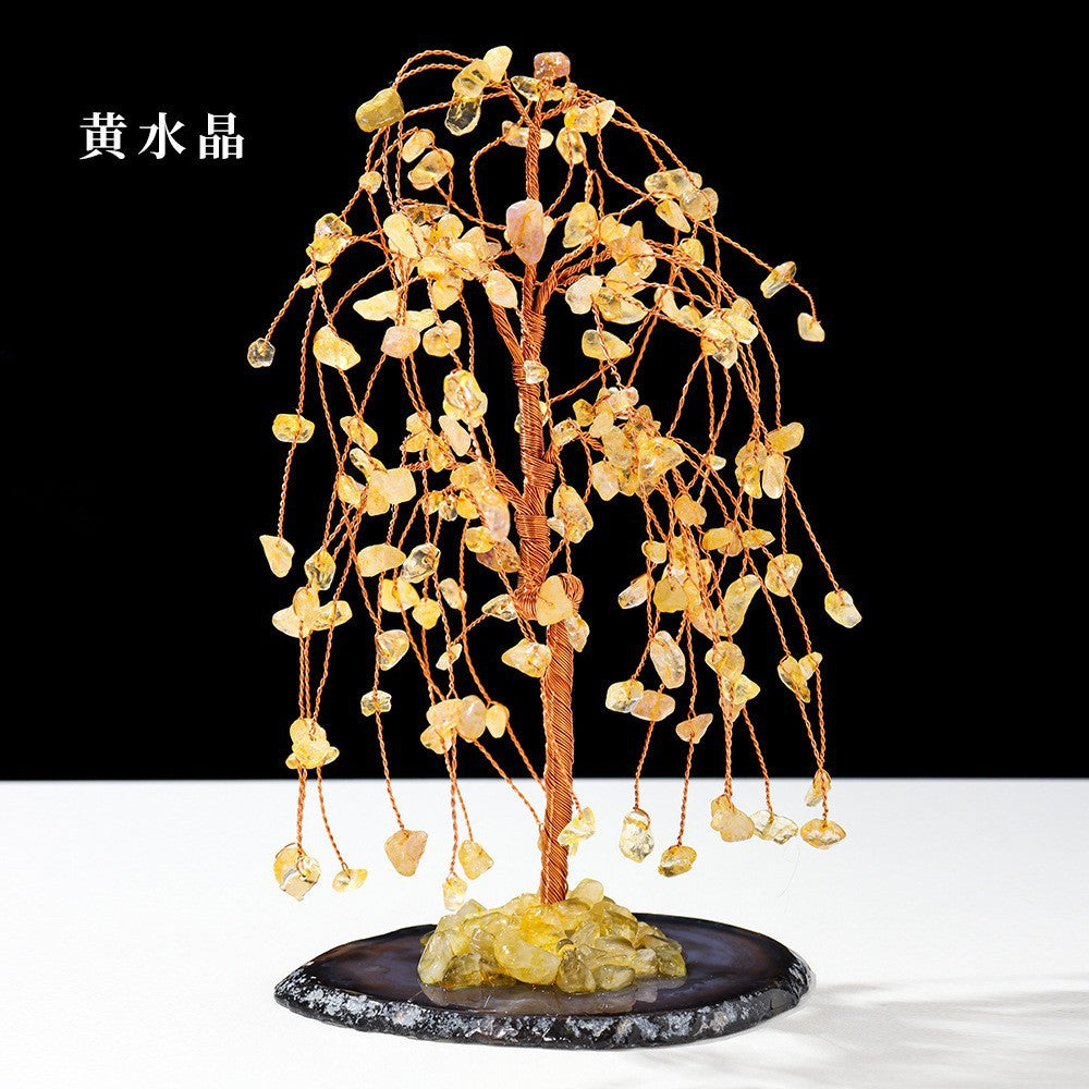 Natural Colorful Crystal Tree with Amethyst Base Decor