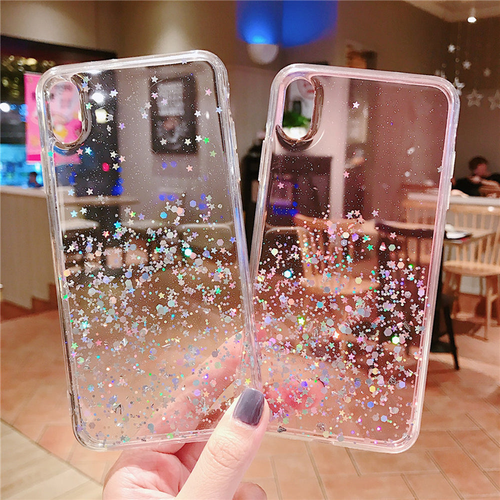 iPhone X Max Creative Transparent TPU Glitter Case