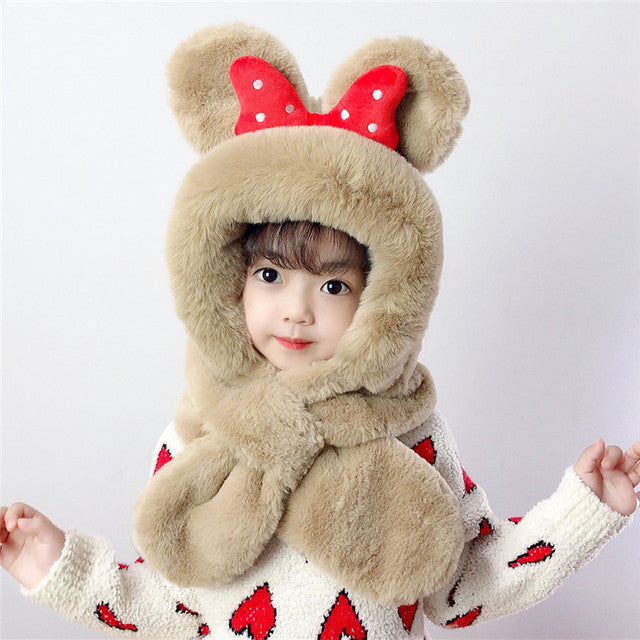 Thick Warm Children's Scarves and Hats with Cute Designs