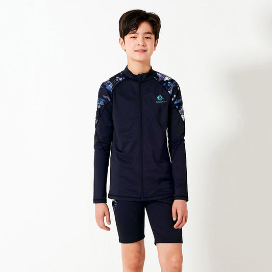 2024 New Boys' Swimwear with Zip and Quick-Dry Features