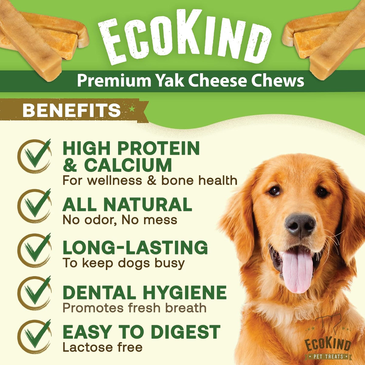 Gold Yak Chews for Medium Dogs (3 Medium Sized Chews)