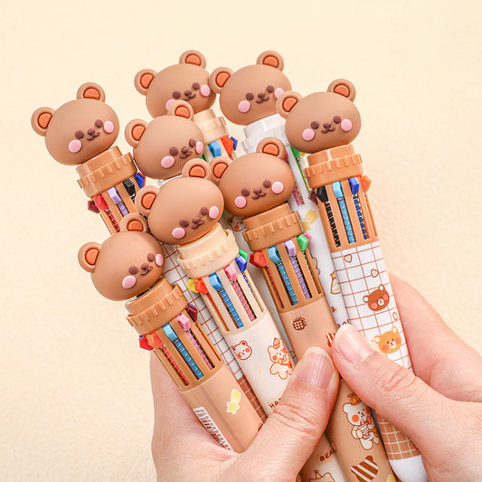 10-in-1 Cartoon Cute Little Bear Multi-color Pen