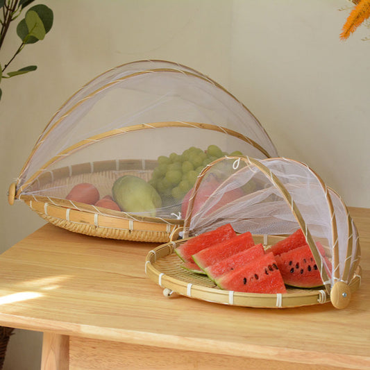 Bamboo Food Cover and Drain Basket for Kitchen Use