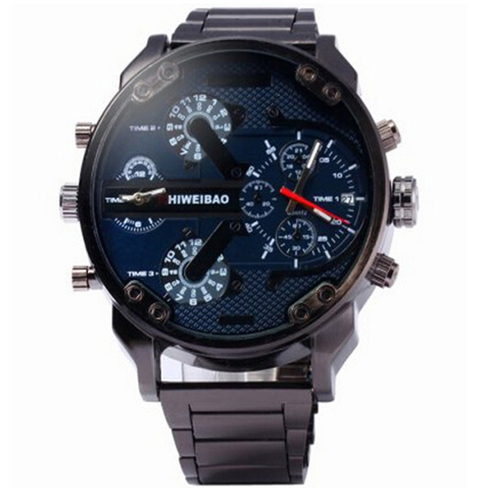 SHIWEIBAO Men's Steel Band Dual Time Zone Watch