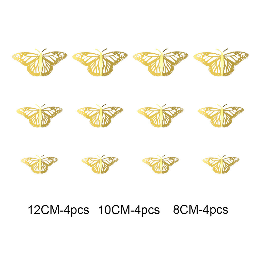 12pcs 3D Hollow Butterfly Wall Stickers for Decor