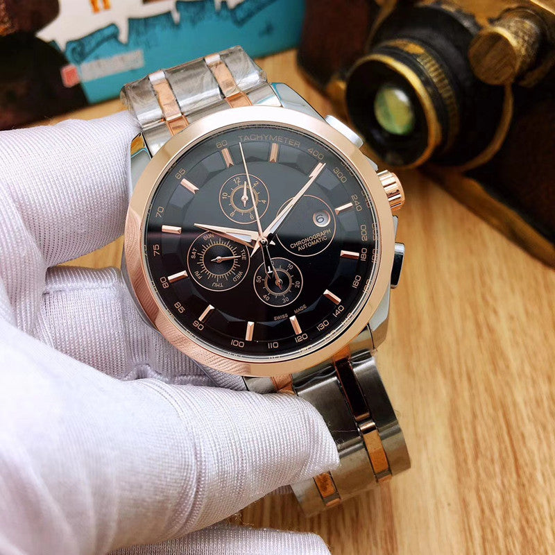 Men's Steel Band Mechanical Watch with Six Needles
