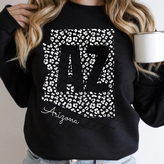 Arizona w/ Leopard Print State - AZ - White Ink