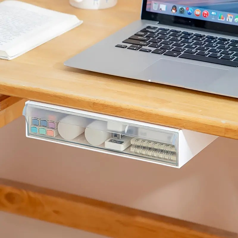 Under Desk Drawer Organizer Box with Multi-grid Storage