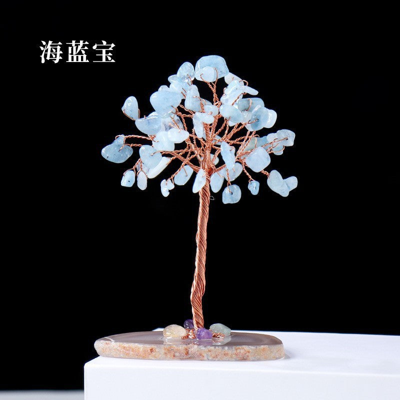 Natural Colorful Crystal Tree with Amethyst Base Decor