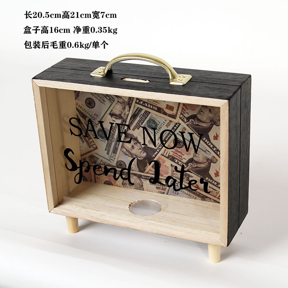 Nordic Creative Wooden Piggy Bank for Desktop Decor