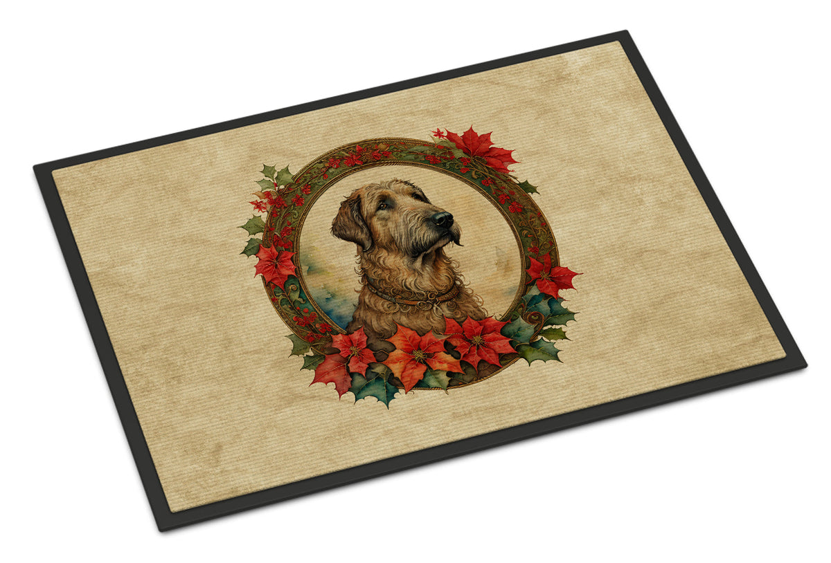 Irish Wolfhound Christmas Flowers Doormat
