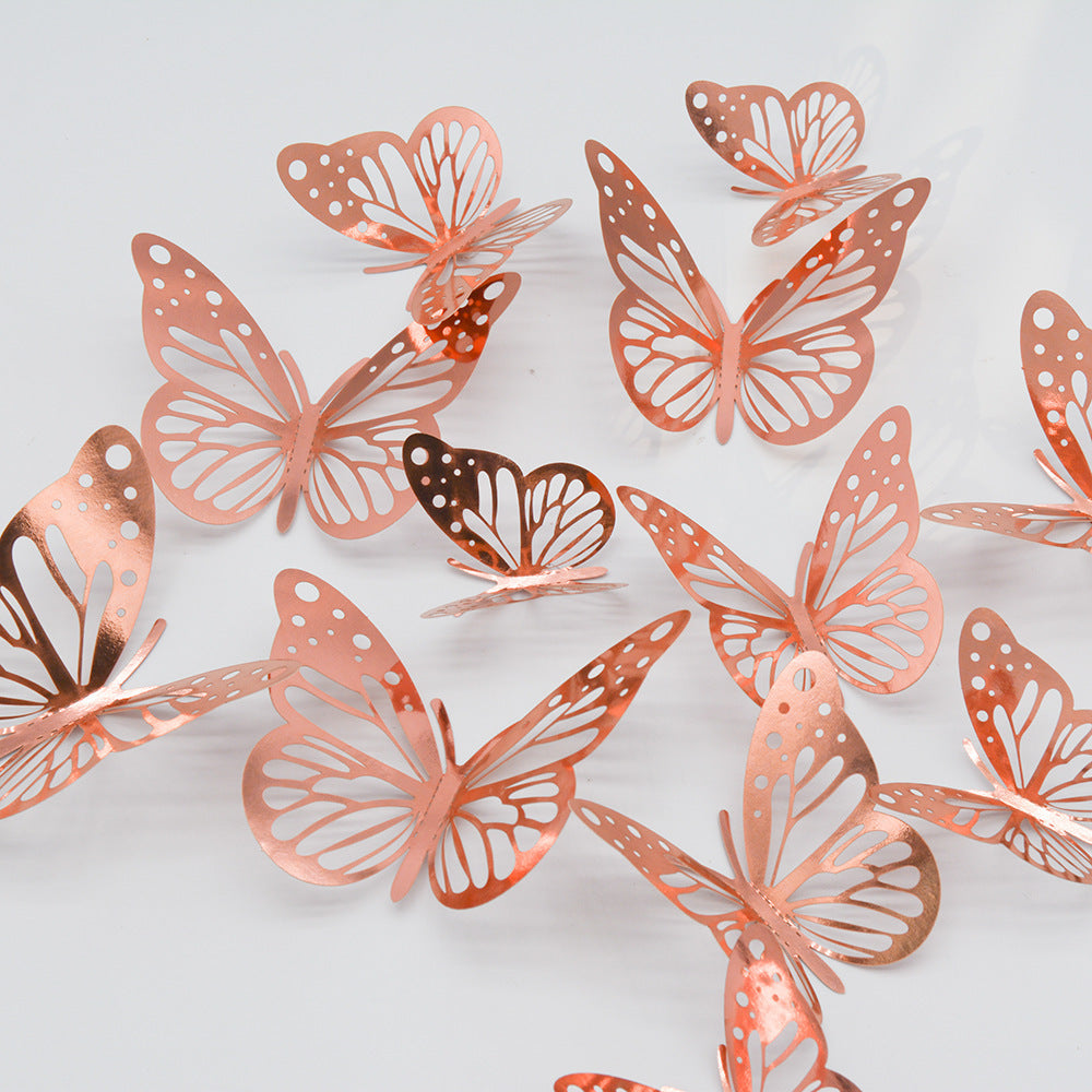 12pcs 3D Hollow Butterfly Wall Stickers for Decor