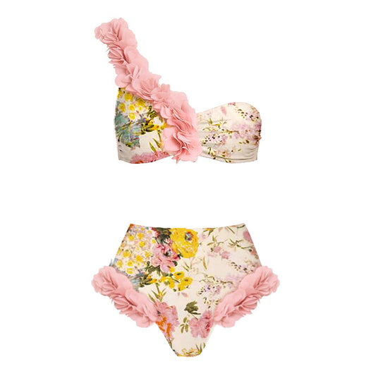 2024 Women's Sexy One-Shoulder Bikini Set with Embellishments