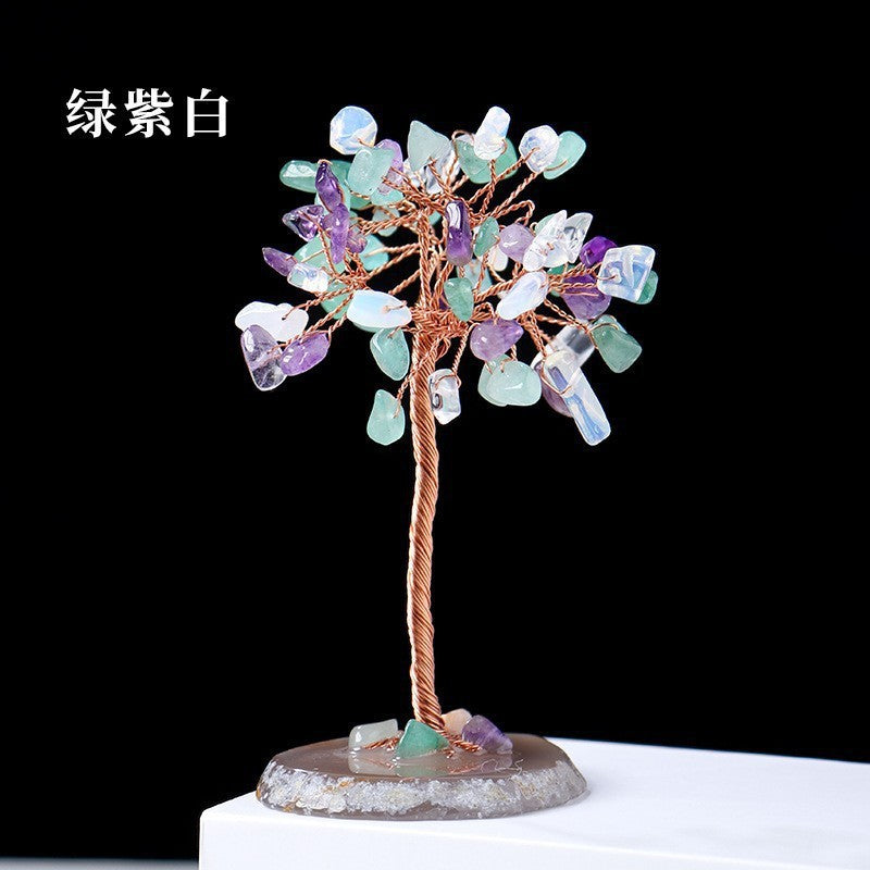 Natural Colorful Crystal Tree with Amethyst Base Decor