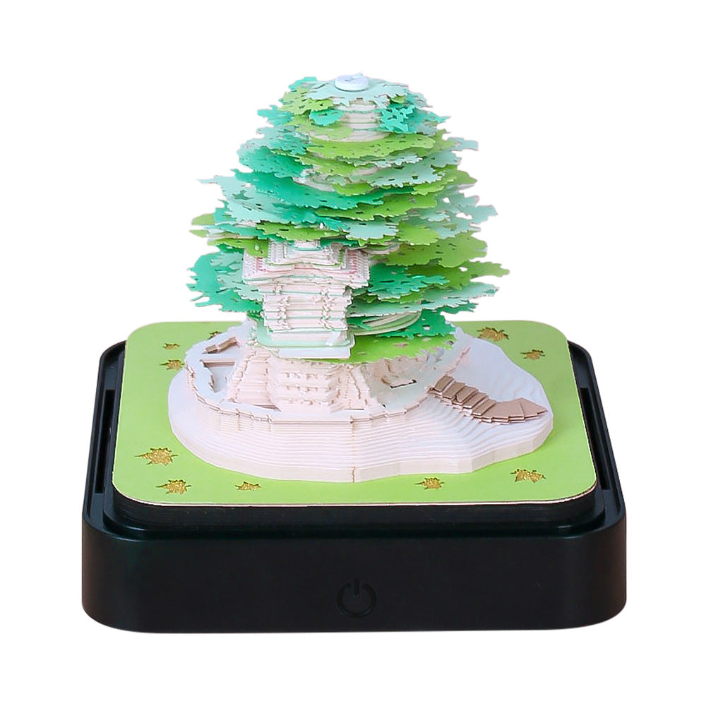 2024 3D Paper Carved Calendar - Romantic Pink Treehouse