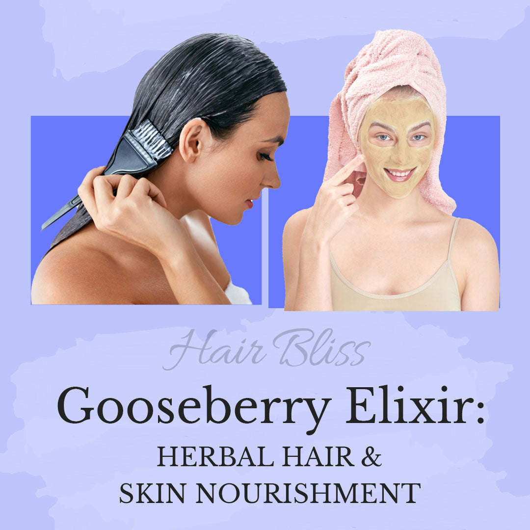 Hair Bliss- Natural Amla Gooseberry Herbal Hair & Skin Conditioning Powder- 12 Individual Sachets (10 gm each)- Reusable Brush & Tray Included