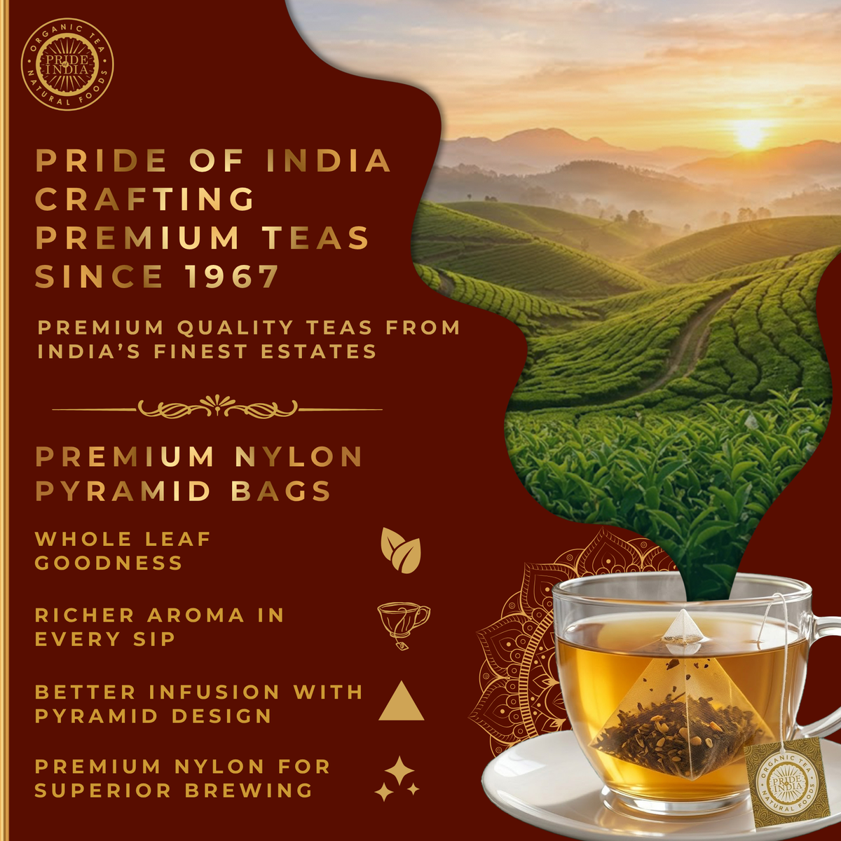 Premium Tea Chest – 6 Flavors, 72 Tea Bags (Classic & Herbal Options)