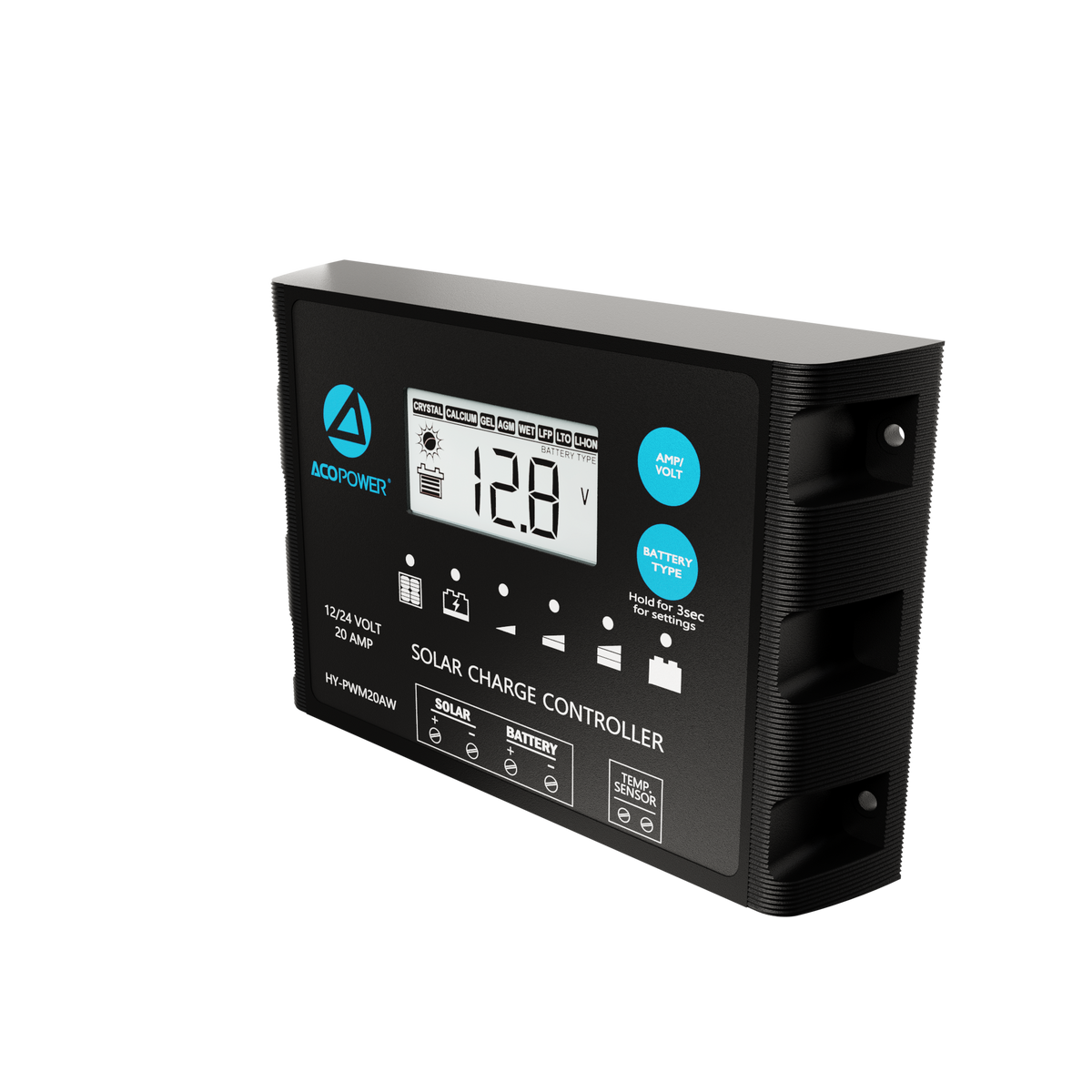 ProteusX 20A PWM Charge Controller w/ Alligator Clips & Solar Connector