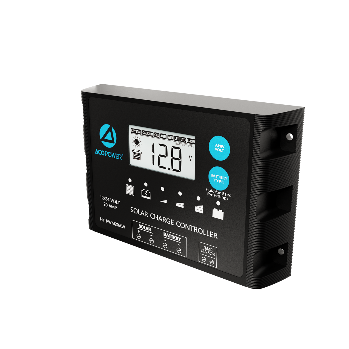 ProteusX 20A PWM Charge Controller w/ Alligator Clips & Solar Connector