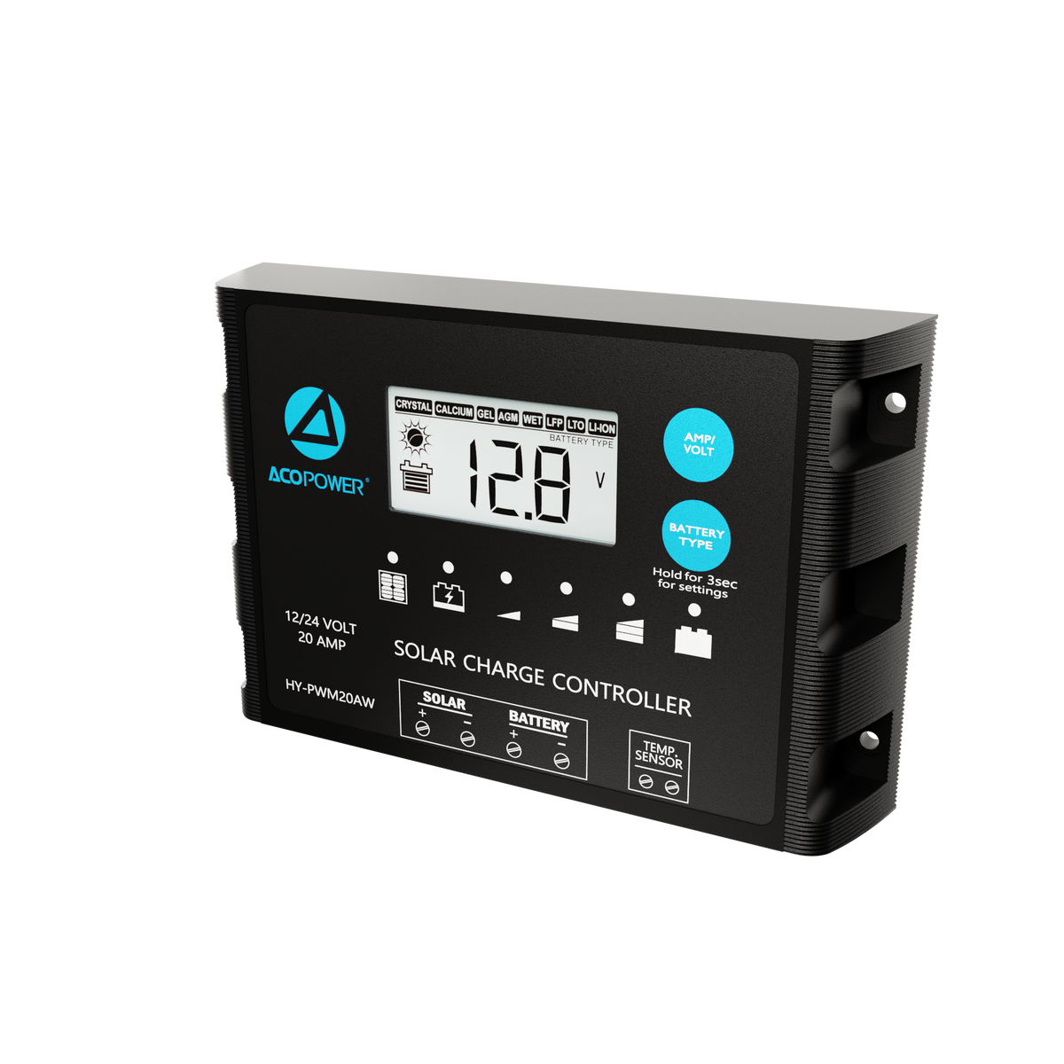ProteusX 20A PWM Charge Controller w/ Alligator Clips & Solar Connector