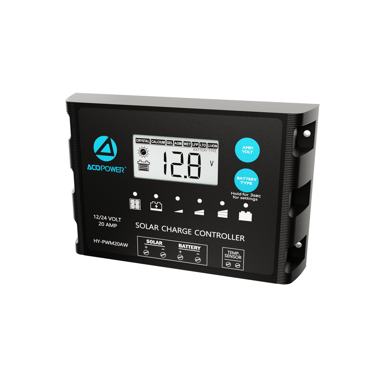ProteusX 20A PWM Charge Controller w/ Alligator Clips & Solar Connector
