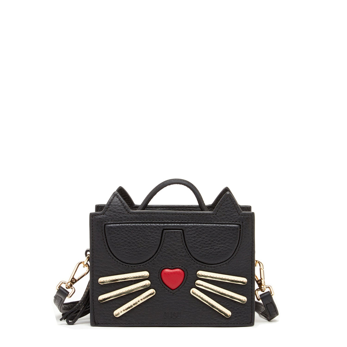 Leather Cat Bag Black Crossbody Purse
