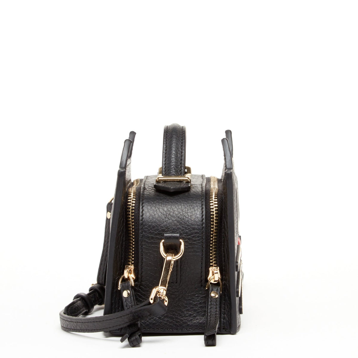 Leather Cat Bag Black Crossbody Purse
