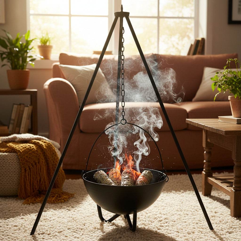 Hanging cauldron for burning smudging herbs and resins - Small