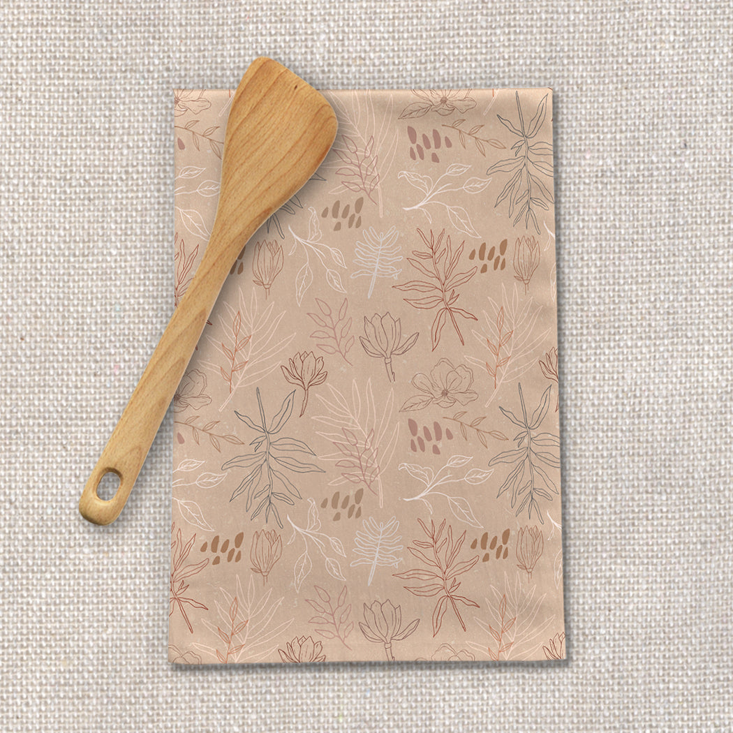 Desert Leaf Pattern Tea Towels