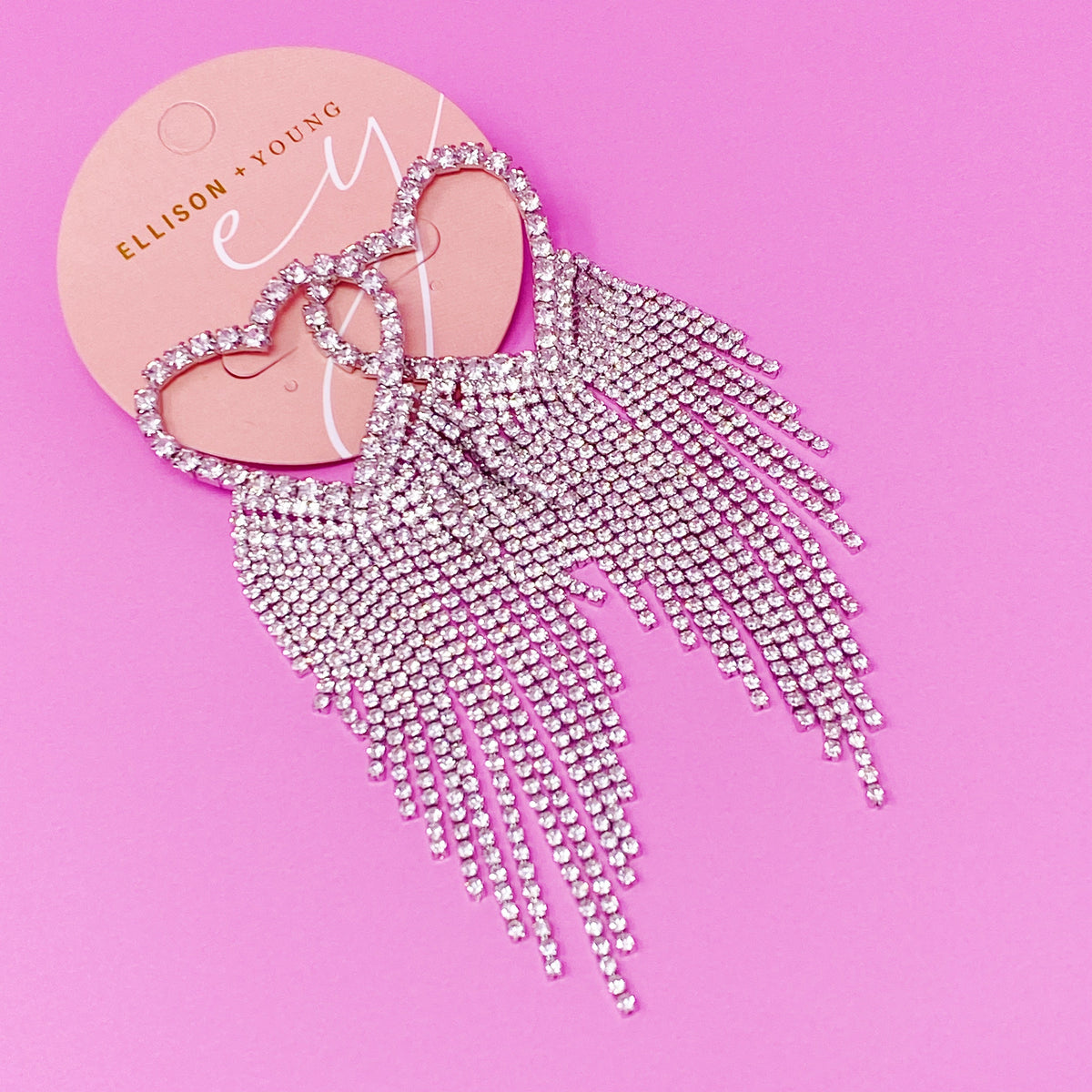 Fringed Shine Heart Earrings