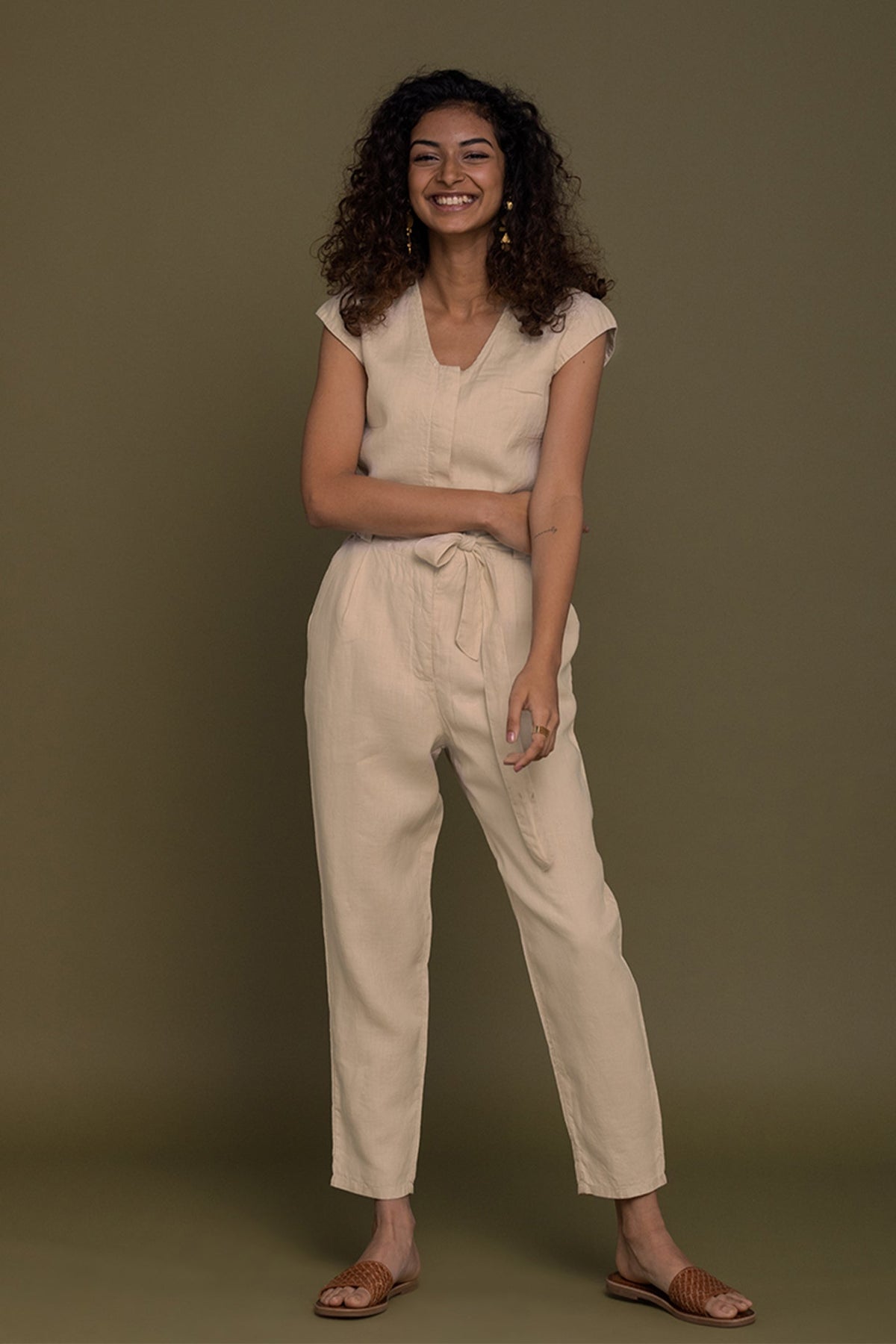 Evening Chai Jumpsuit in Neutral Beige