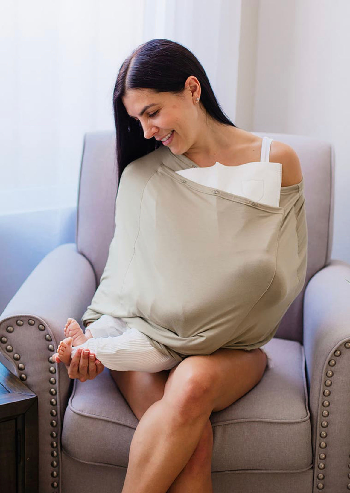 Snuggle Shield® BreatheBamboo™ Multi-Use Antimicrobial Air Filtering Infant Cover Moss Green
