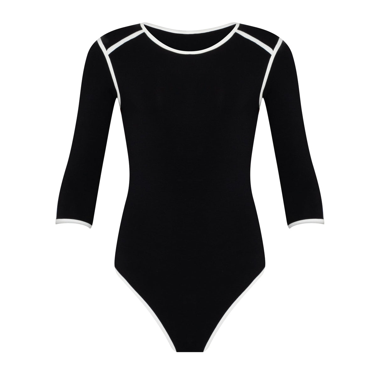 The Girl 3/4 Sleeve Second Skin Active Bodysuit In Black | Lenzing™ Viscose Stretch Fit