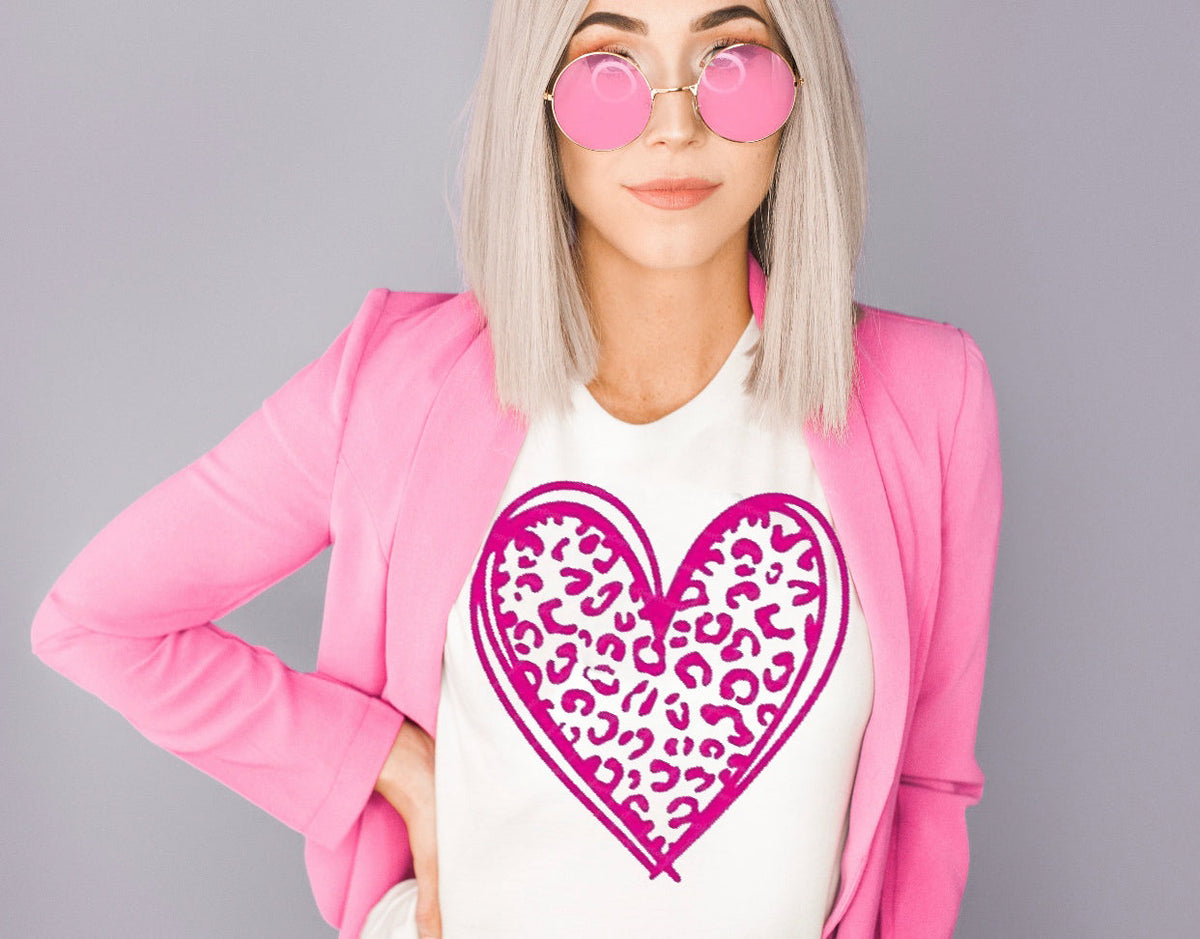Pink Leopard Print Heart