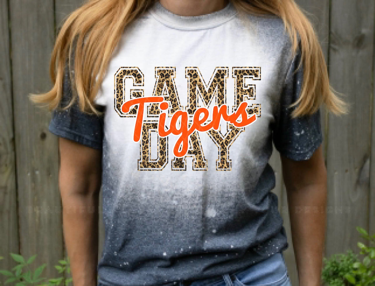 Coweta Tigers Game Day w/ Orange & Leopard Print - 14 Color Options