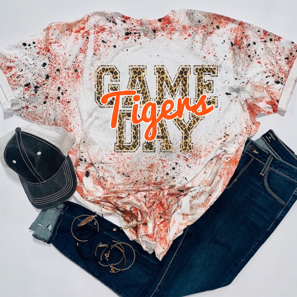 Coweta Tigers Game Day w/ Orange & Leopard Print - 14 Color Options