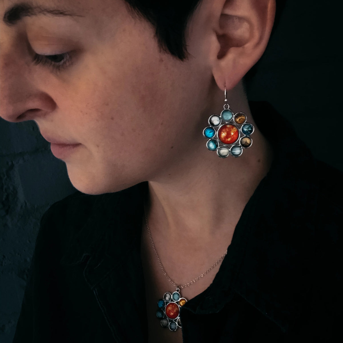 CLEARANCE Solar System Halo Dangle Earrings