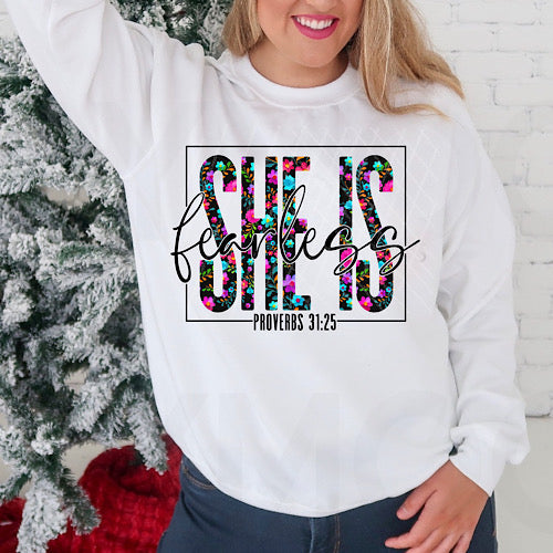 She Is Fearless - Proverbs 31:25 -T-Shirt / Sweatshirt Unisex Sizing