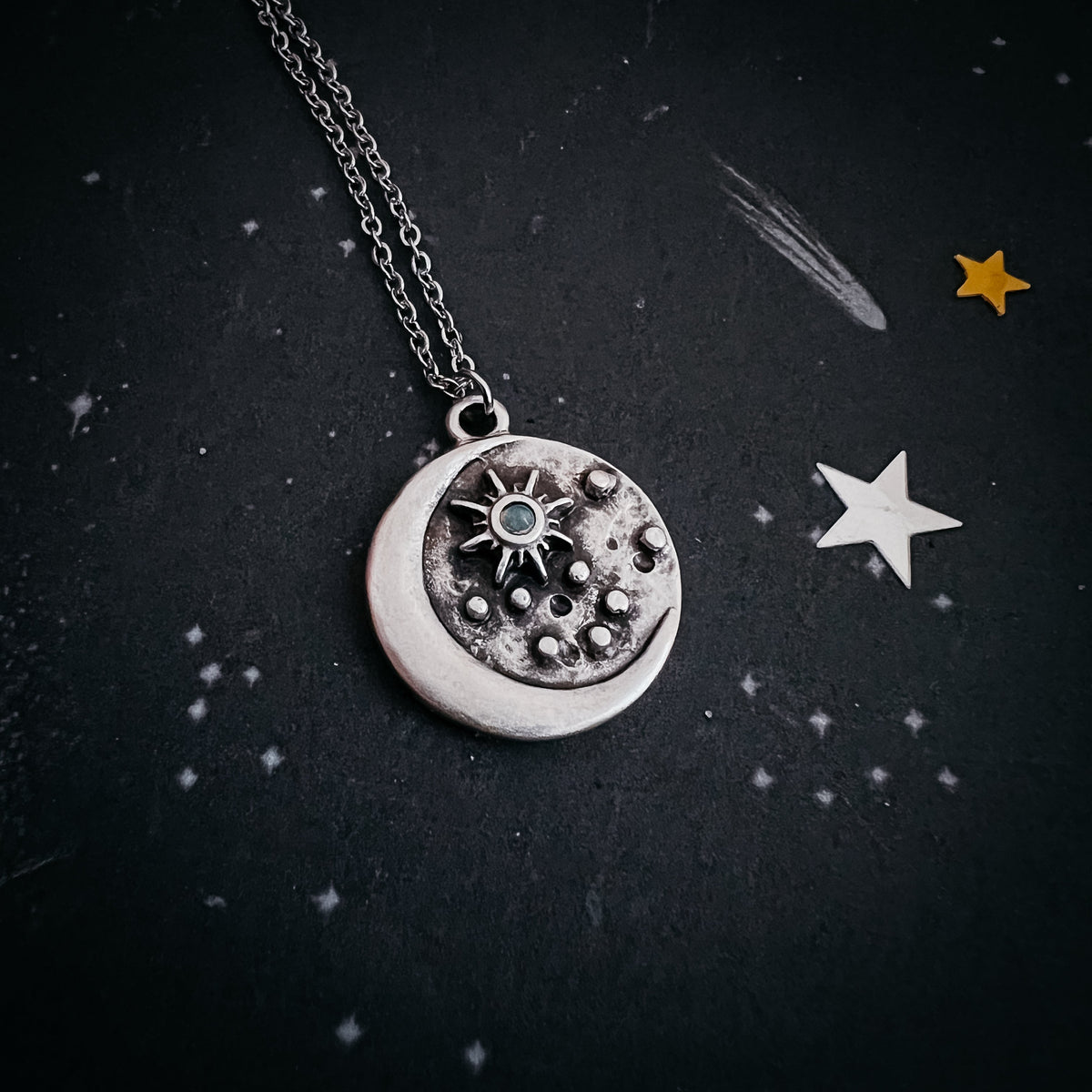North Star Pendant Necklace with Opal