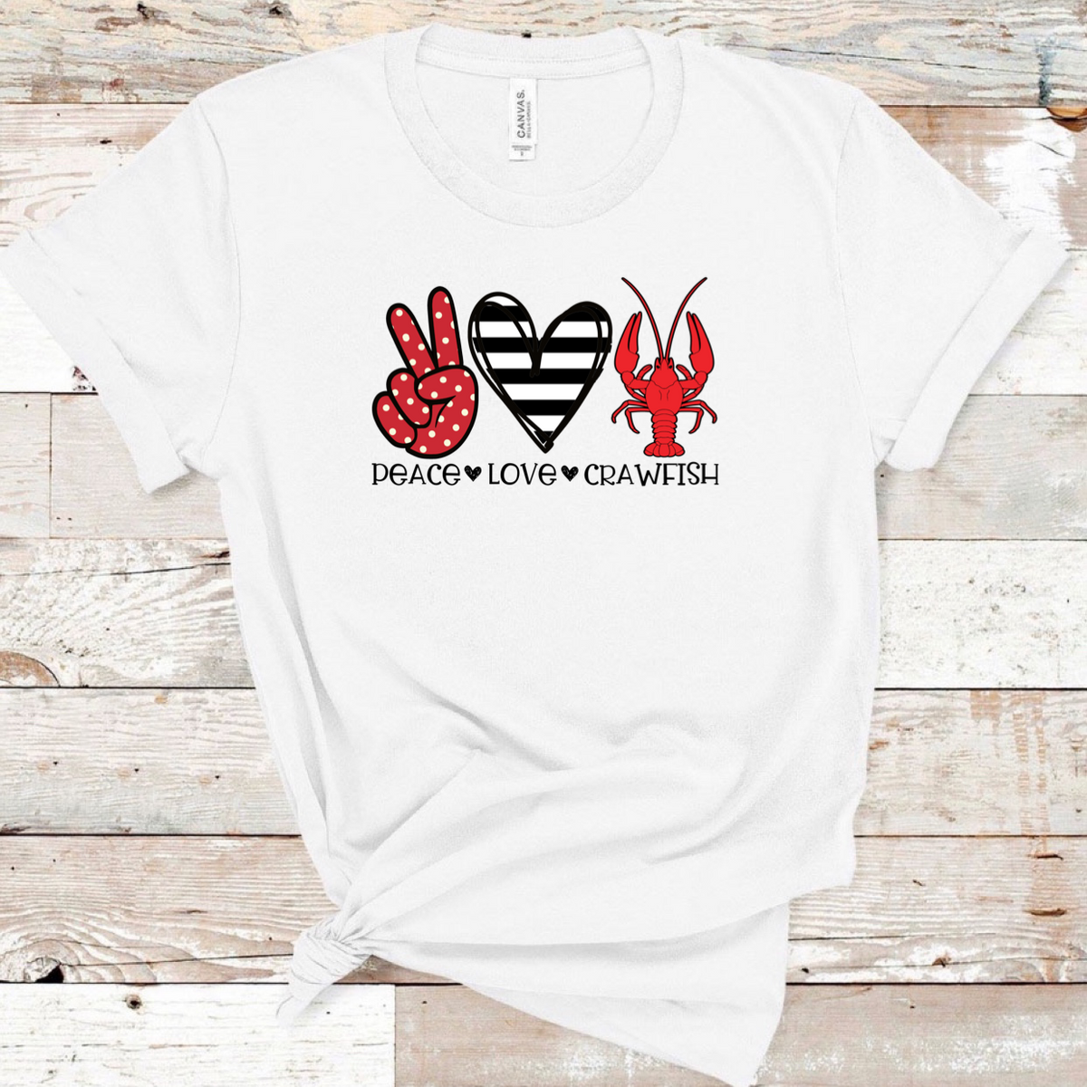 Peace Love Crawfish w/ Stripe Heart