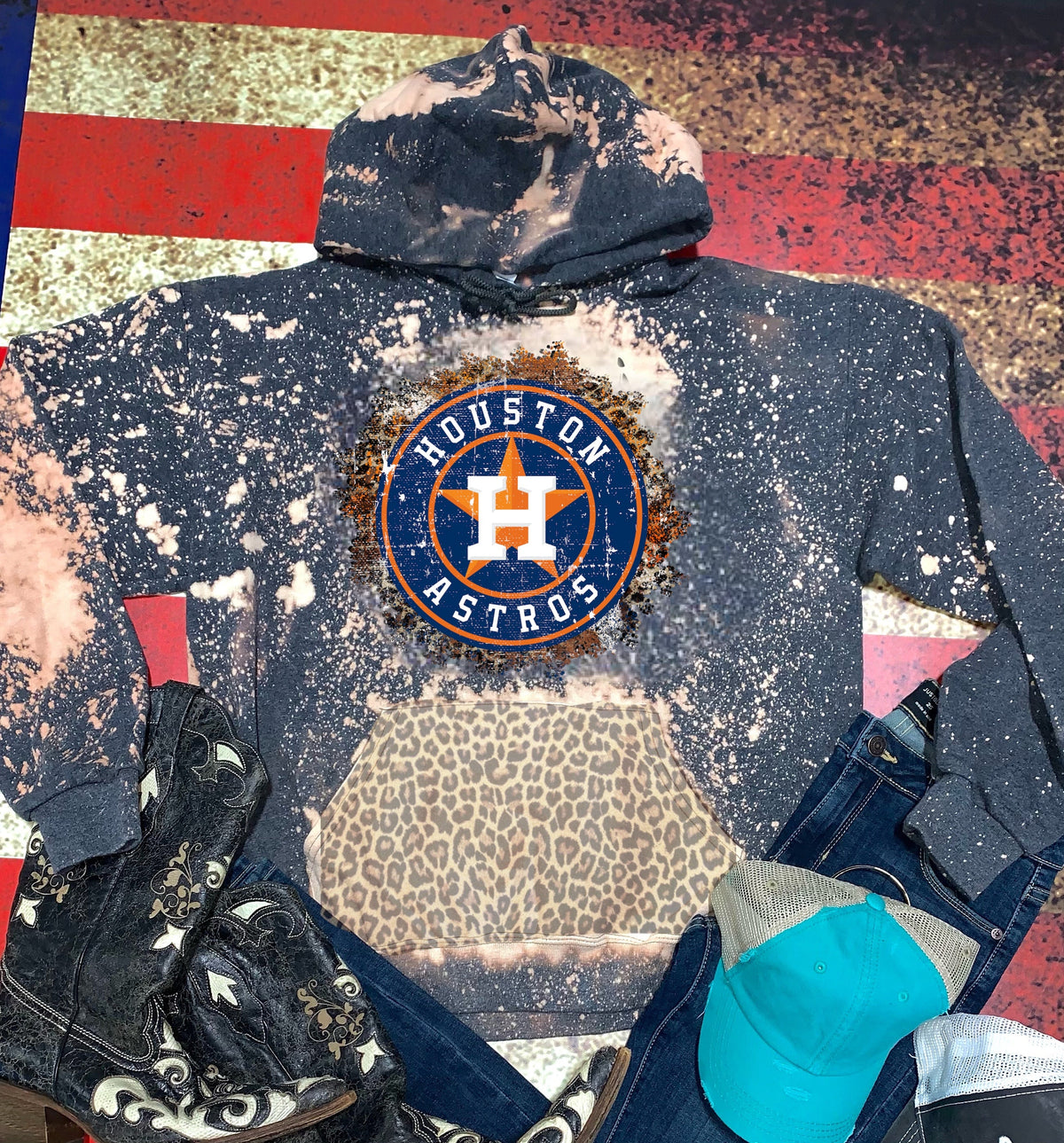Astros - w/ Distressed Leopard Print