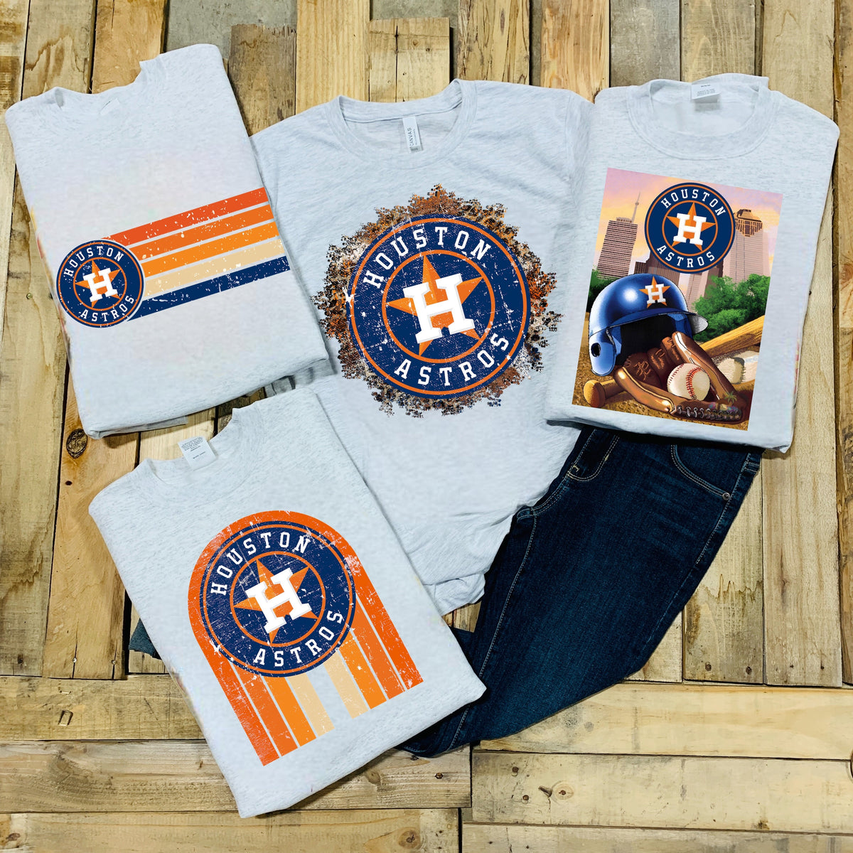 Astros - w/ Baseball Equipment & Landscape Poster