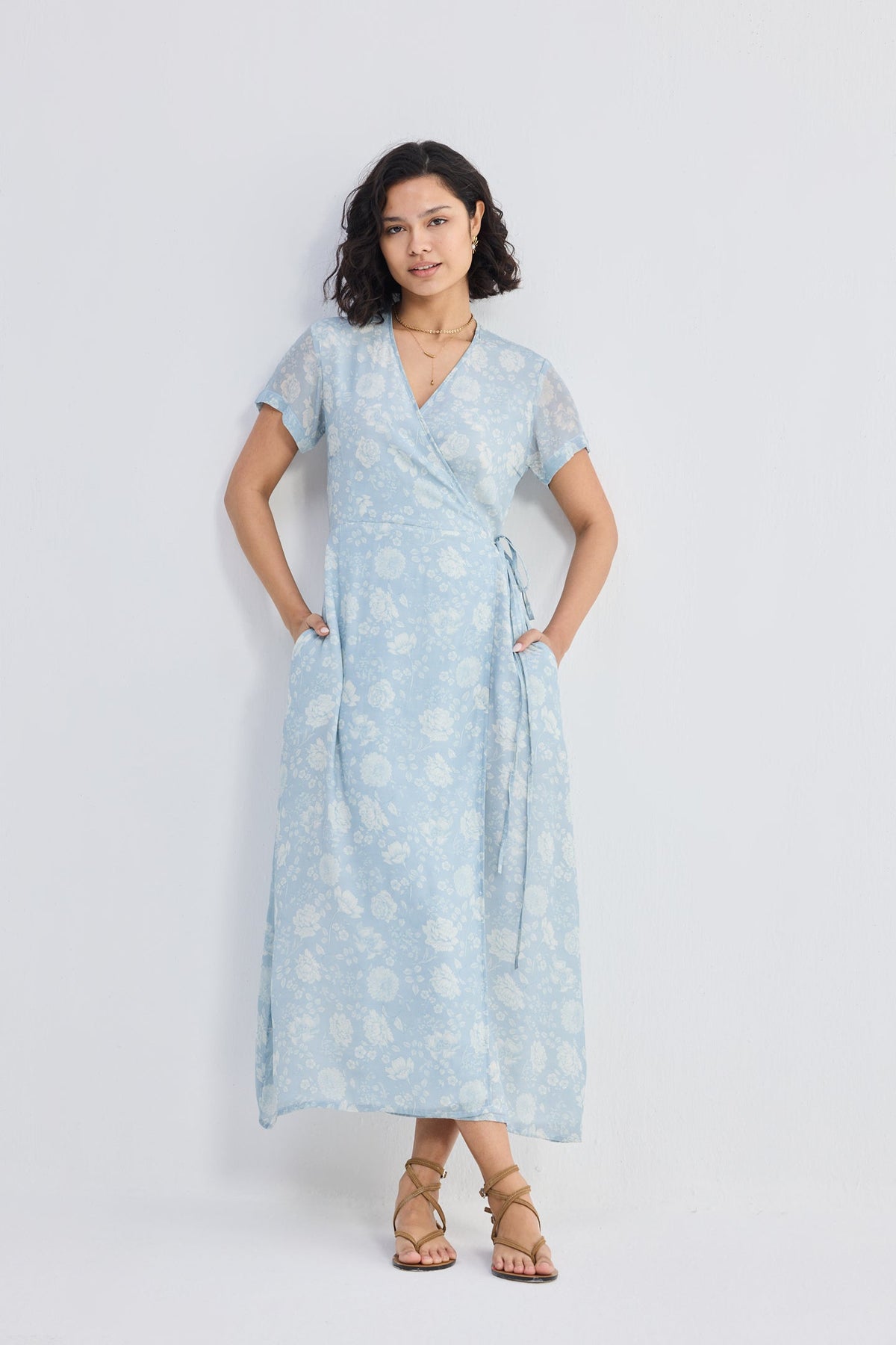 Maxi Wrap Dress in Florals