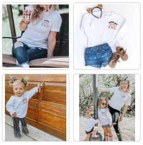 Mommy & Me - Mamas Girl & Mama w/ Rainbow - On Left Chest