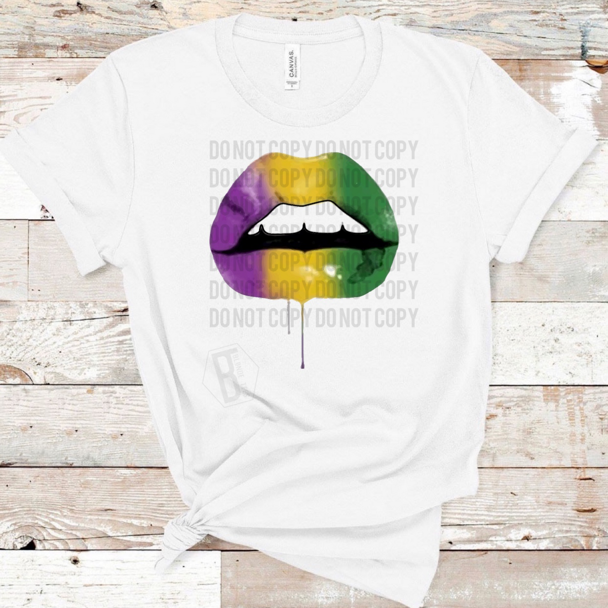 Mardi Gras Lips - White Tee