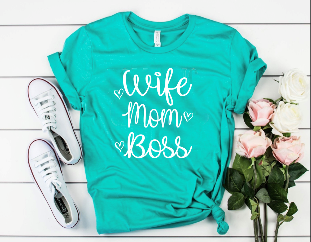 Wife. Mom. Boss. - White Ink